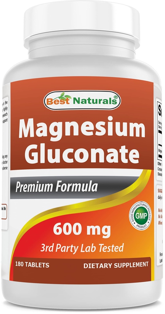 最佳天然物 Gluconate 镁(Gluconate 镁600毫克的35毫克元素 镁)