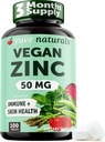 Yuve Naturals Vegan Zinc 50 mg - Zinc Gluconate for Immune and Skin Support - Gluten Free, Non GMO, Plant Based - 100 Easy to Swallow Tablets