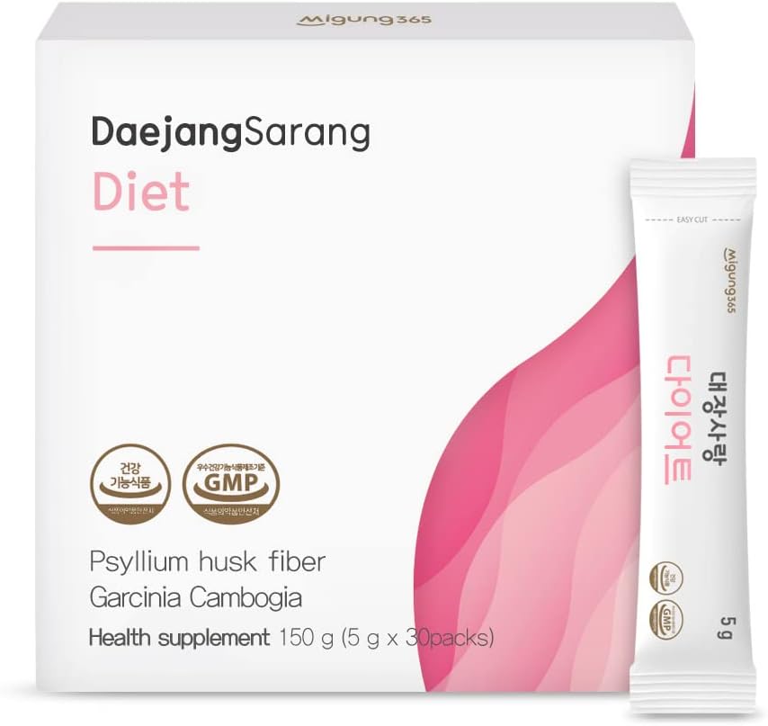 Daejang Sarang (Garcinia Cambogia, 30 Sticks) - Psyllium Husk Fiber补编,消化卫生和便秘救济. 植物成份,超强5500mg & HCA 780mg.