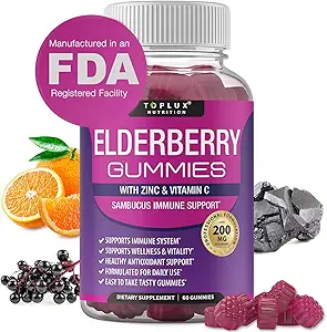 配有锌和维生素C的长莓果汁 — Sambucus Elderberry Gummy for Imune System Support, 成人儿童天然长莓提取补品, Capsules替代品, Gluten Free, 60 Gummys