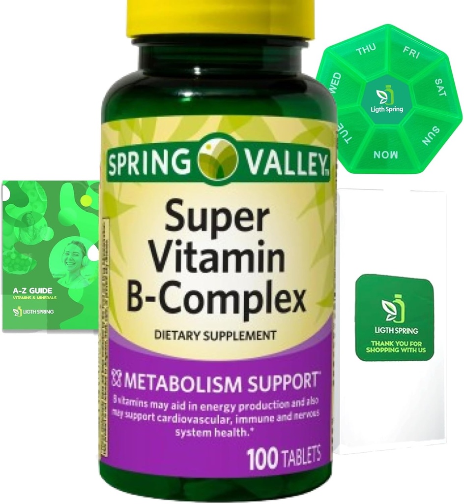 Super Vitamin B-Complex 100 Tablets 饮食补充包 Excellently Ligth & Spring Guide + Weekly Pill Organization (3个项目) 超级维生素 B-Complex 100 餐饮补充包 最佳Ligth & Spring Guide + Weekly Pill Organization(3个项目) 超级维生素 B-Complex 100 餐饮补充包