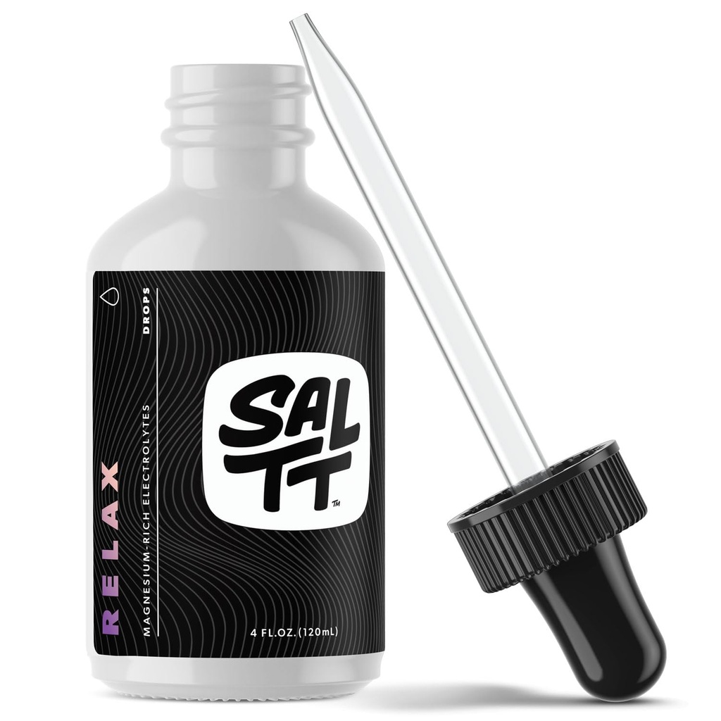 SALTT 放松镁滴 - 氧化镁氯化物 w/钠,钾,电解质 - 追踪矿物滴 - Gluten Free, Sugar, Keto Friendly - 来自犹他州大盐湖 - 120ml 滴水器