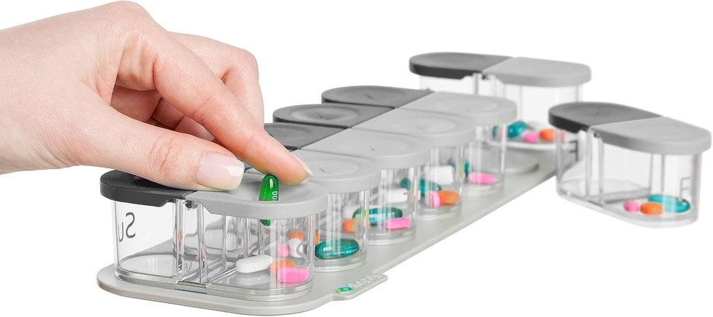 Sagely Smart XL Weekly Pill Sorder QQ 方便使用 Extra Lige Weekly Pill Organization QQ 12"×4"×2" Portable AM/PM 2 Times a Day Weekly Magnetic Pill Organization(白/灰) 互联网档案馆的存檔,存档日期2013-03-22.