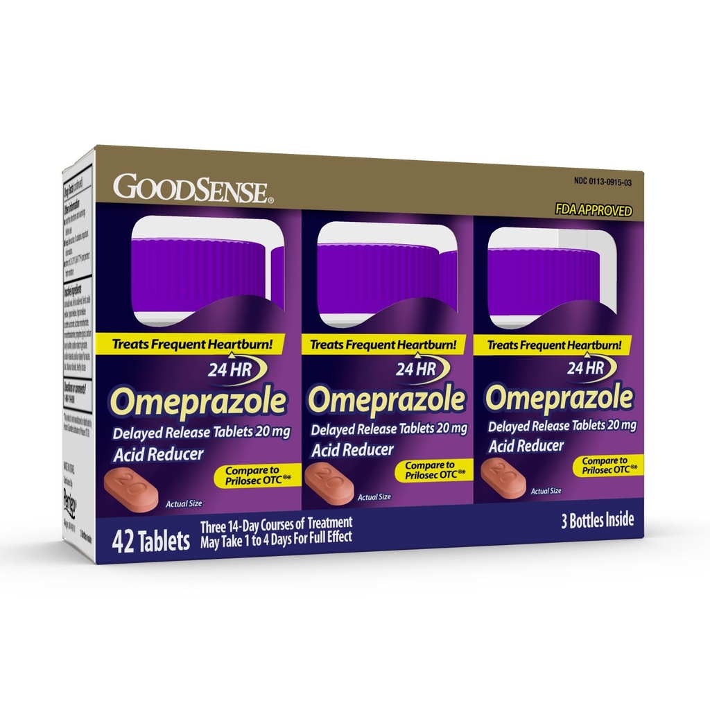 GoodSense Omeprazole 延迟释放片 20 mg,用于频繁心脏灼伤治疗的胃酸减少剂,42 counter