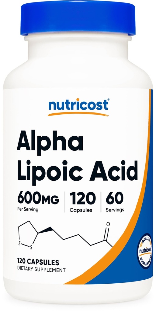 营养成本 Alpha Lipoic Acid 600 mg 每服120枚卡普尔、60枚卡普尔 -- -- 非GMO