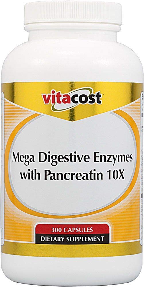 含有Pancreatin的Vitacost大型消化酶 10X - 300 Capsules