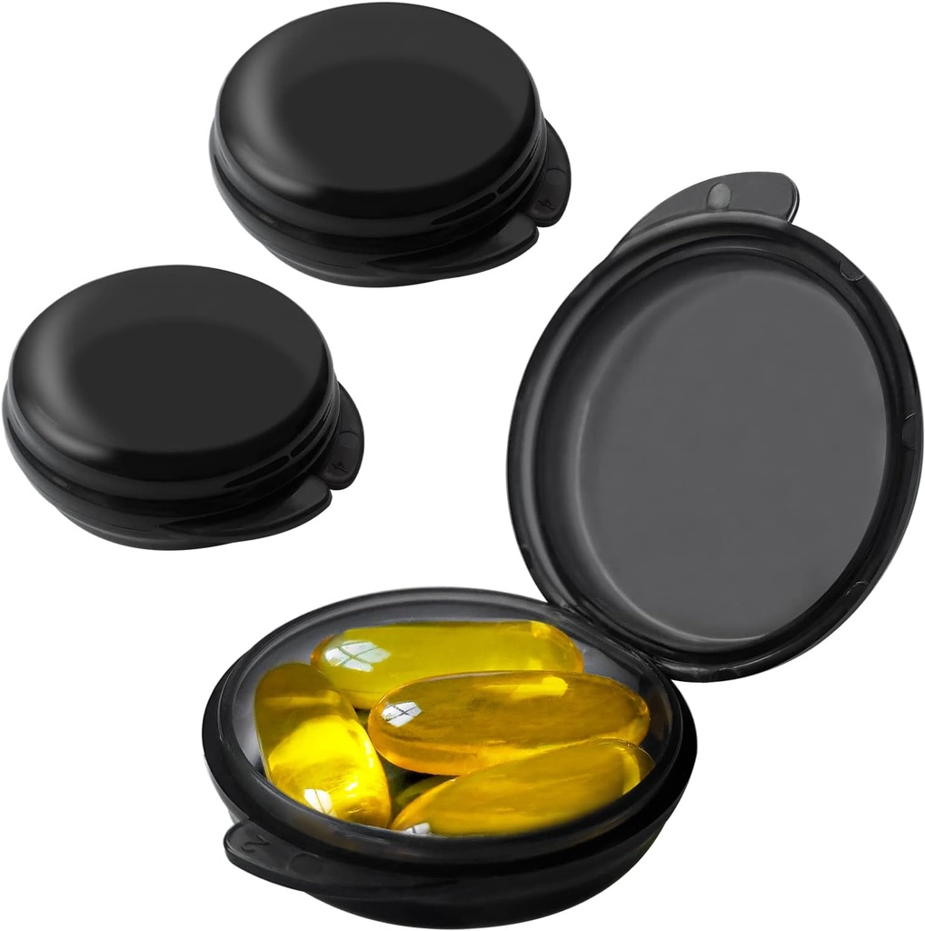 小药盒(3个包装),Purse Pocket便携式每日小药盒组织器,Travel Pill case Medical Earplug Case(Blcak)