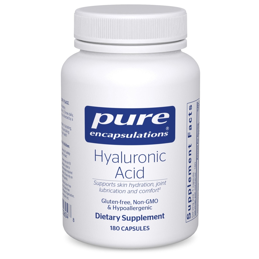 纯封装 Hyaluronic Acid - 用于皮肤水分、联合润滑剂和联合健康* - 有效吸收 - Gluten Free - Vegan & N-GMO - 180 capsules