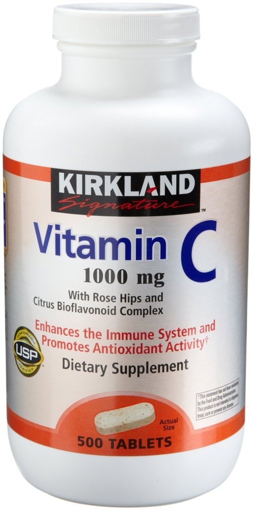 Kirkland 维生素C 配有Rose Hips和Citrus Bioflavoid Complex (1000毫克),1000-Count ((1000毫克)平板电脑)