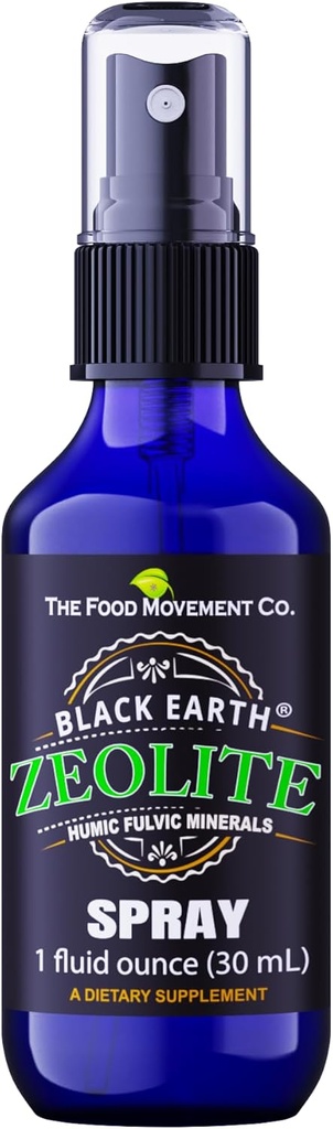 Black Earth Zeolite with Humic Fulvic Acids, Trace Minerals, for Adults and Kids Supports Gut Health, Immune Support, Digestion and Elimination and More 1oz Liquid Pump Spray Supplement