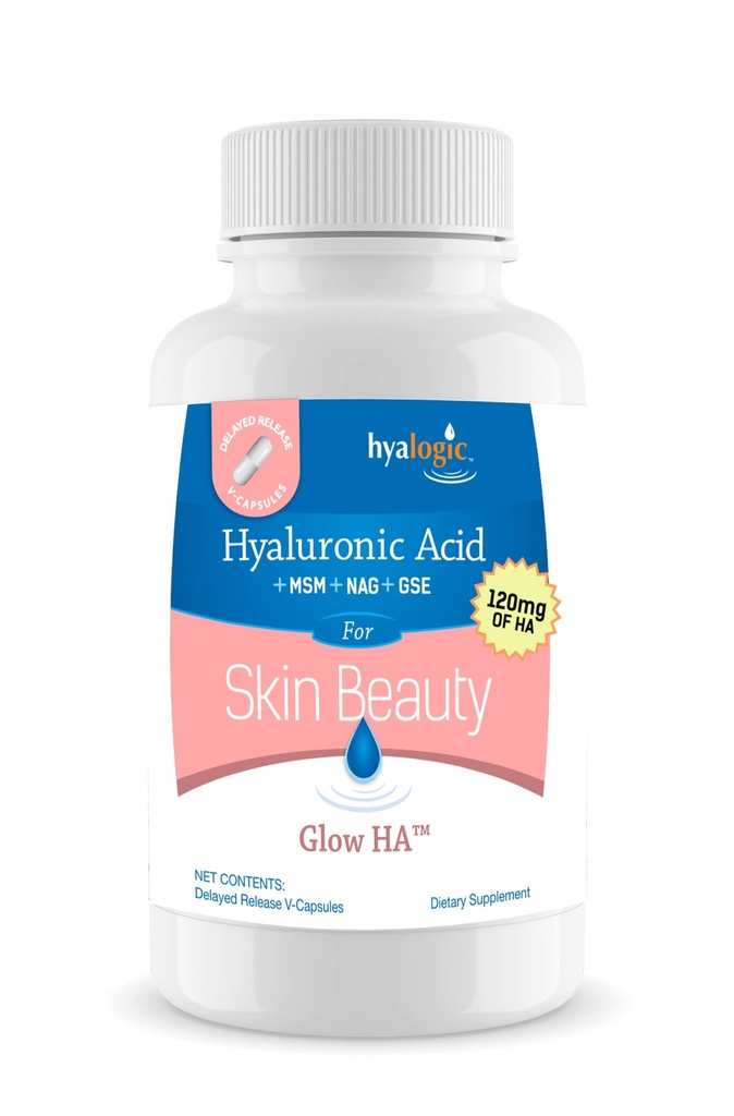 Hyalogic 120 Mg Hyaluronic酸延迟释放卡普尔-皮质补充 w/Glucosamine MSM-身体健康食品补充 w/Grape种子提取器-Vegan & Non-GMO饮食补充(30个计数)