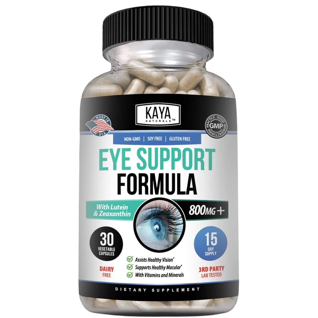 Kaya Naturals Eye健康补编,Lutein和Zeaxanthin,视觉健康,眼草支持800毫克维生素