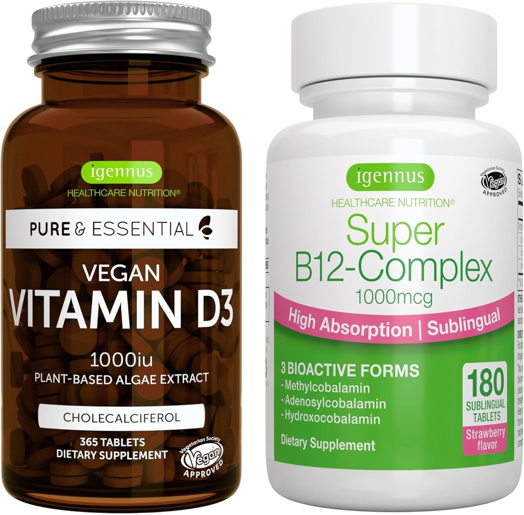 维根维生素D3 + Super B12-Complex, Vegen Bundle, 365 1000iu 维根维生素D3 板块 + 高吸收分语言 B12, 作者:Igennus