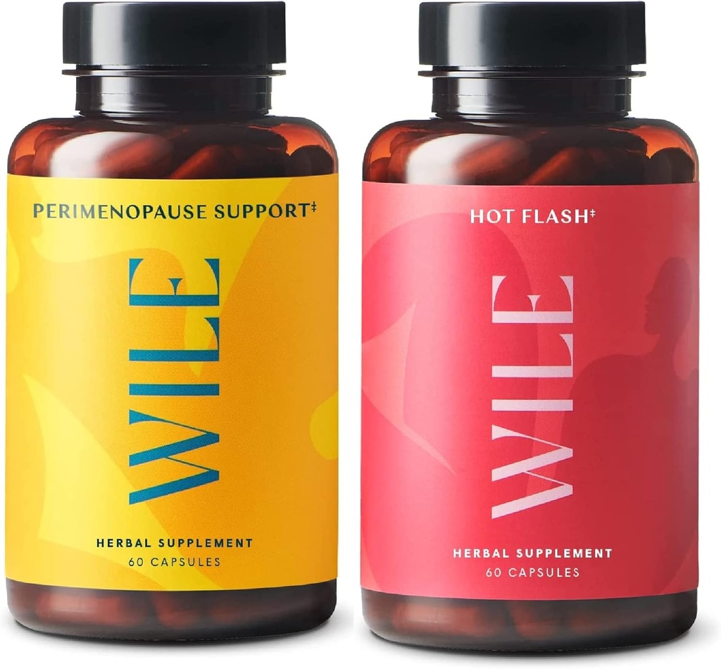 Wile Perimenopause 支持 + 热闪电补充,2-Pack 更年期支持 女性,(2) 瓶装每瓶60个卡普尔,共计120个