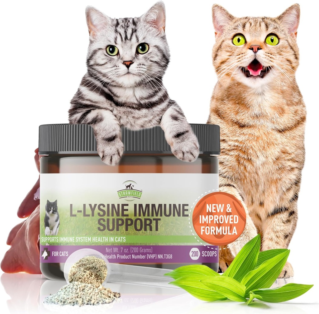 草地宠物 L-Lysine Immune支持猫和猫——200g 鸡肝Flavor Granules with Scoop, Immune 健康补充 猫冷救济,喷嚏,摄取,跑鼻子,水眼