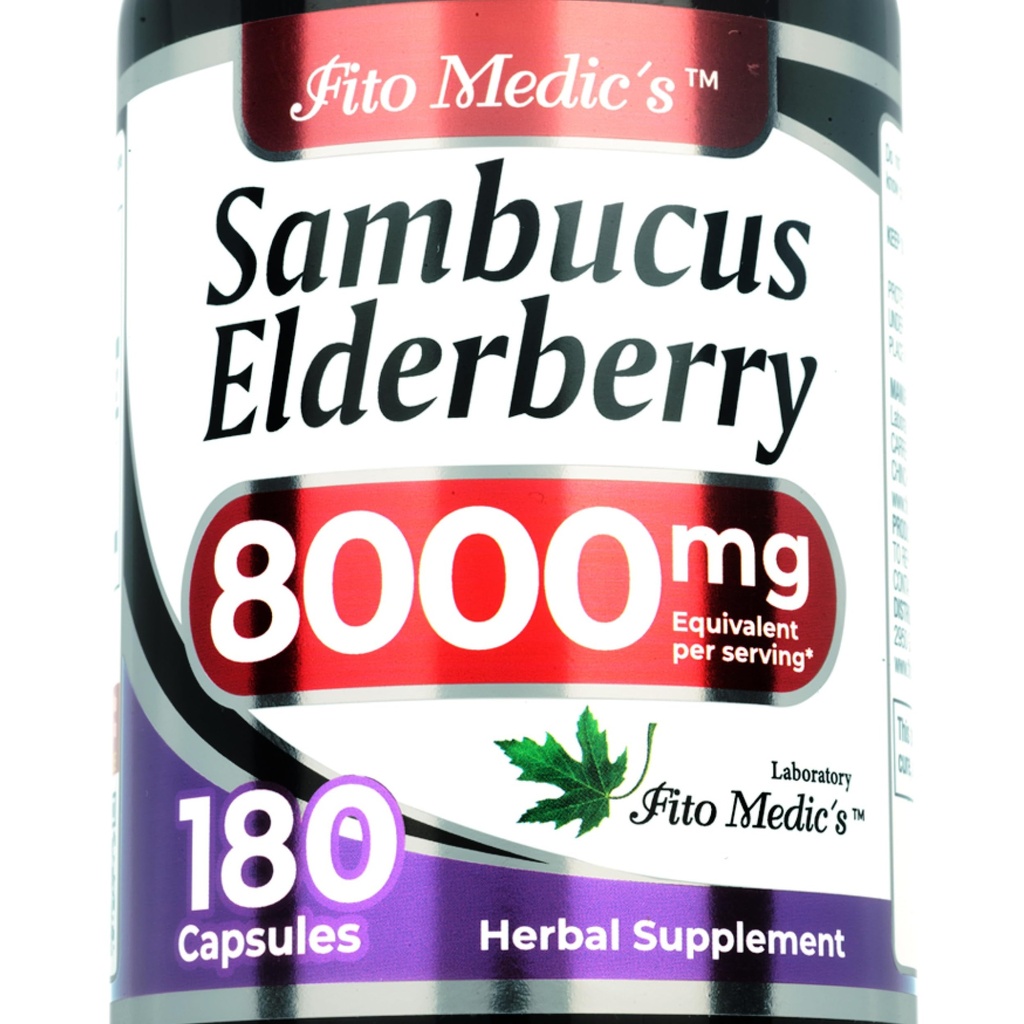 实验室 - 长老莓 - Sambucus 长老莓 8000 mg, 180 capsules - 长老莓 Capsules - 黑长老莓 - 免疫支持补充剂 - 男女维生素,超高吸收
