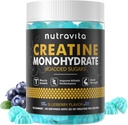 Nutravita Creatine Monohydrate Gummys for Men and Women 5g of Creatine Monohydrate per service - 免糖,维根,蓝莓 Flavor, 120 伯爵