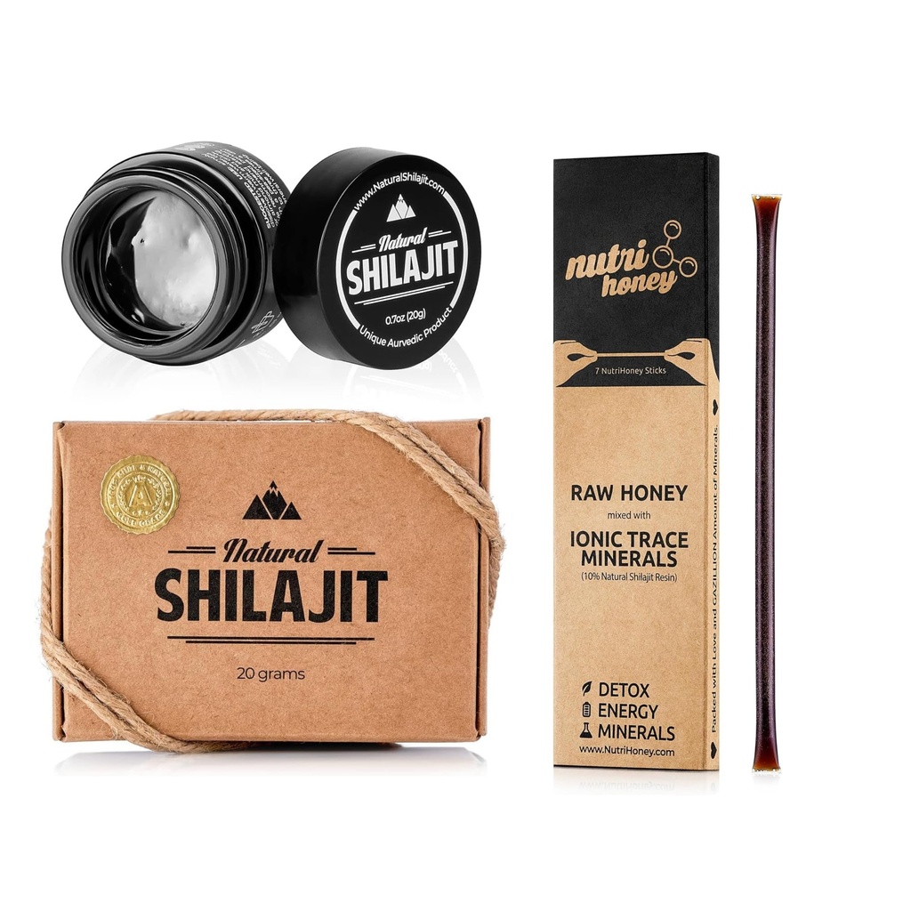 NatURAL SHILAJIT ResIN - 20 Gram Shilajit 补充富尔维奇酸和跟踪矿物和Shilajit 蜜棒 7 计数