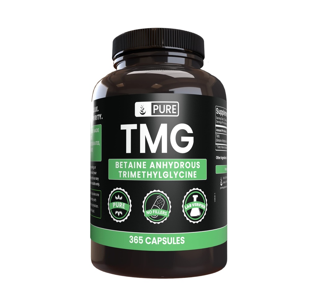 纯原始成份 TMG (365 Capsules) 无镁或水稻填充器, 永远纯净, 实验室验证