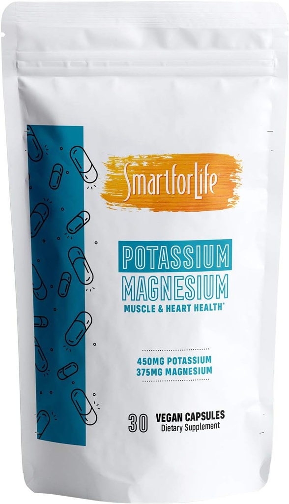 SMART 生活钾镁补充剂 - 30 Vegan Capsules - 镁钾补充剂 - 高吸收性矿物复合剂 - 肌肉支持和电解平衡