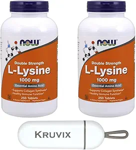 Now Foods Supplements, L-Lysine (L-Lysine Hydrocide) 1000 mg → 双强,氨基酸 → 250 片 - 包装 2 with Pill Organizer