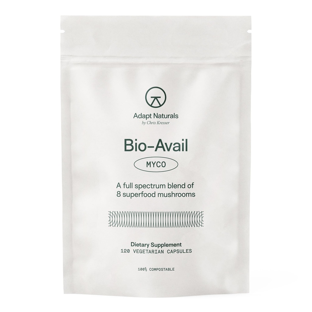 适应自然-生物-Avail Myco - 8-in-1 生物可用蘑菇 补充蘑菇复合体 - Chaga, Cordyceps, Reishi, Lions Mane - 血压,记忆,Immune - 120 Capsules