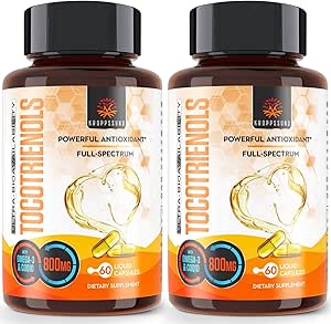 Kroppssund Tocotrienols 800mg 富含维生素E Tocotrienols 心血管、抗氧化剂、细胞能量生产 - 120 液体卡普尔
