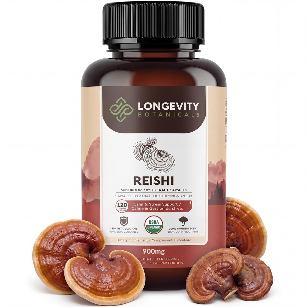 有机Reishi蘑菇卡普苏莱斯补充(120) 纯果品 10:1 高强度提取 30% Beta-D Glucans  9,000mg 原始等效人 服务 QQ 平静,睡眠和压力支持