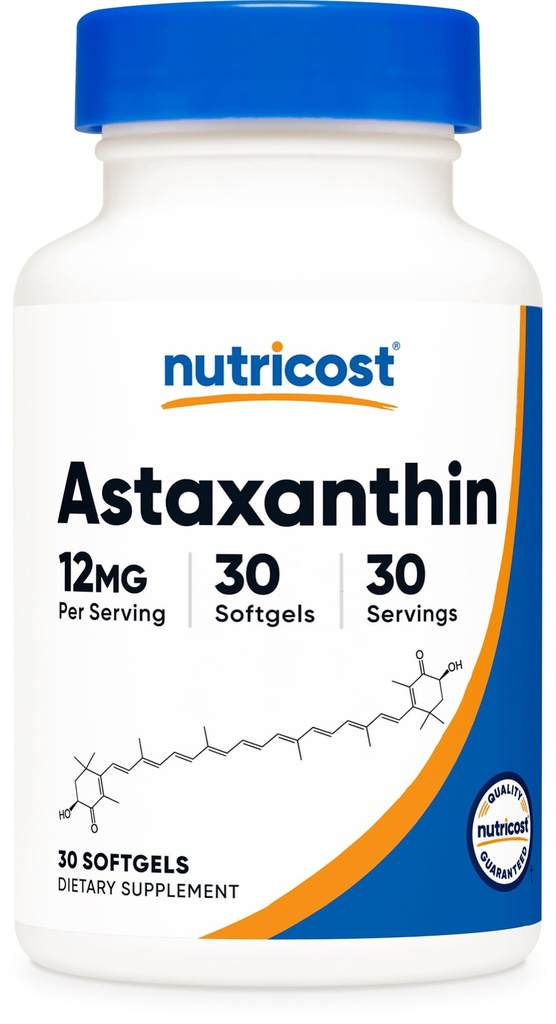 营养成本 Astaxanthin 12mg, 30 Softgels - 非GMO和Gluten Free