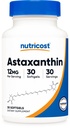 营养成本 Astaxanthin 12mg, 30 Softgels - 非GMO和Gluten Free