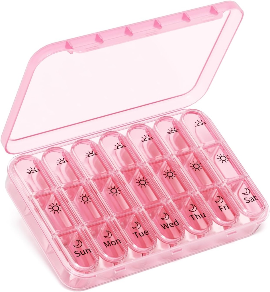 药丸组织者 3X a Day \ Pink 完美 便携式药丸 \\\ 7-Day 每周比较 \ 时尚旅行 \ BPA 免费健康伴 \ Luxury Bag Must-Have
