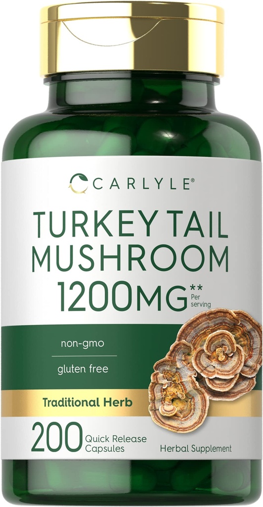 Carlyle Turkey Tail Mushmouse Capsules 1200mg = 200 Counter – Non-GMO & Gluten Free Extraction 互联网档案馆的存檔,存档日期2013-12-02.