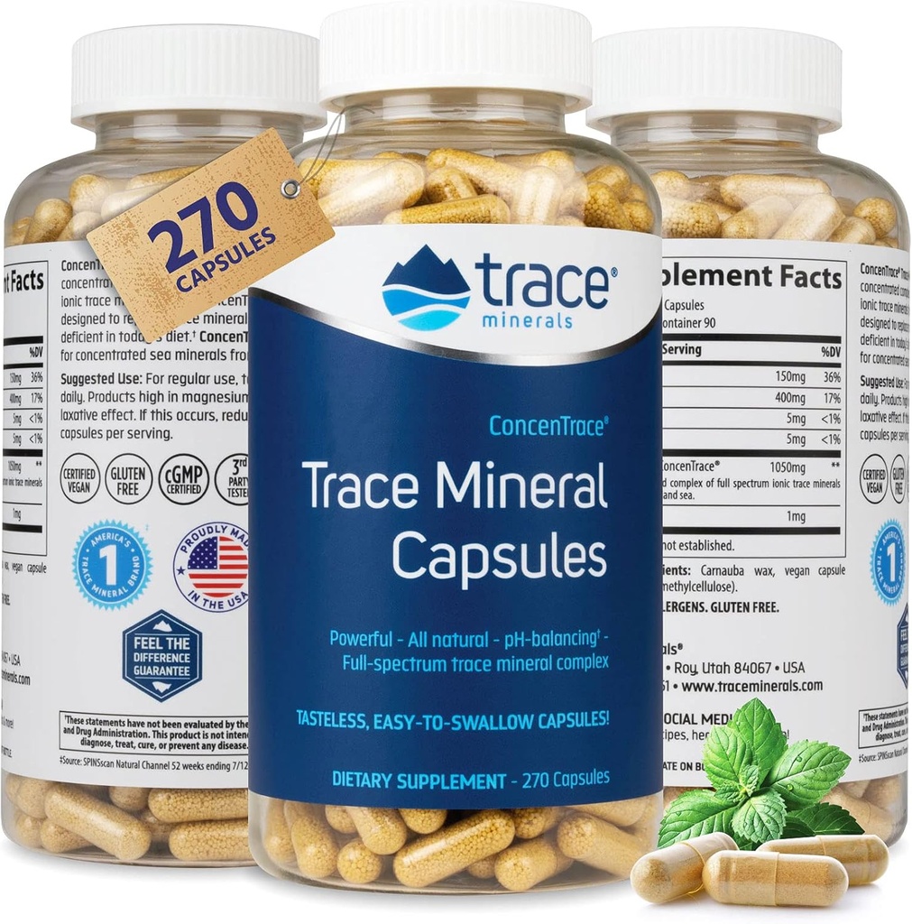 追踪矿物 低钠 ConcentTrace Capsules - 支持骨质健康与体能的补编 - 健康水解与电解质支持补编 - 270 capsules (90种服务)