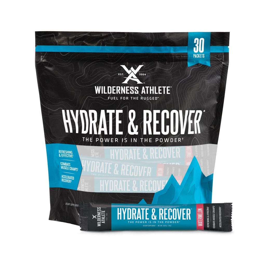Wilderness Athlete - 水合物和回收 QQ液态水合物 液态水合物 电解质 饮料 混合剂 - 与Bcaas更快的回收 30 单效水合物包(Watelon)