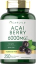 Carlyle Acai Berry Capsules 6000mg = 250 Counter = 非GMO & Gluten 免费 Acai Berry 提取器