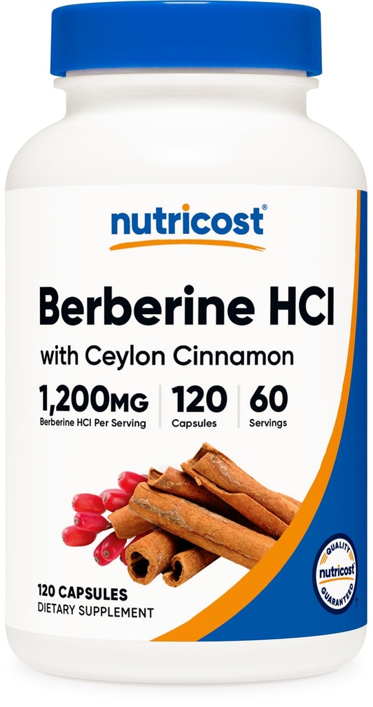 与锡兰锡桂卡普勒斯(120枚卡普勒斯,60枚服务品)合起来的Berberine HCl——非GMO,无动物产品