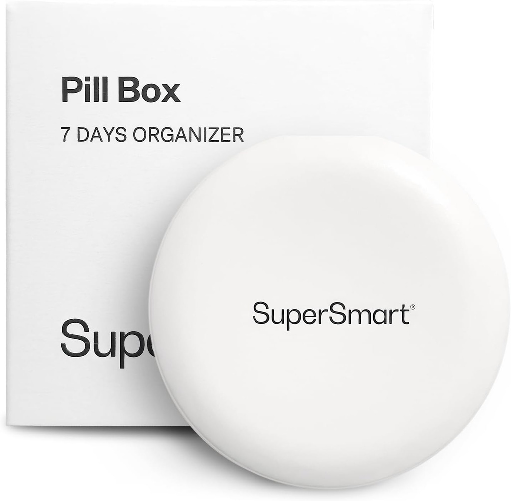 SuperSmart - Pill Box 组织者 7天 配 1 切刀换片 - 旅行大小项目 - 补充和药材的小型存储 - 易用 7 大比较 QQ White