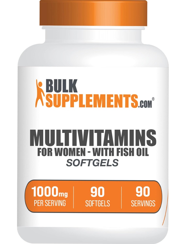 Bulk Assupports.com 妇女软胶的多维塔明 - 每日多维塔明的多维塔明补编,有鱼油的妇女的多维塔明 - 免脂液,每服1次软胶(1 000mg),90次计数(包1)