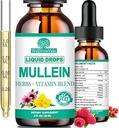 Mullein Drops for Lungs,有机Mullein Leaf提取 w/Elderberry Echinacea Drops for Lung Health Mullein Leaf Tincture 酒精无毒 - 烟消毒者肺排毒豁免和呼吸支持