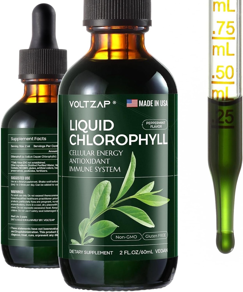 氯脂液滴 -- -- 用于免疫支持、增能、消化支持、Gut & Skin Health -- -- Natural & Non-GMO & Vegan Mint Flavored 2fl.oz的精液液滴 -- -- 氯脂液滴 --
