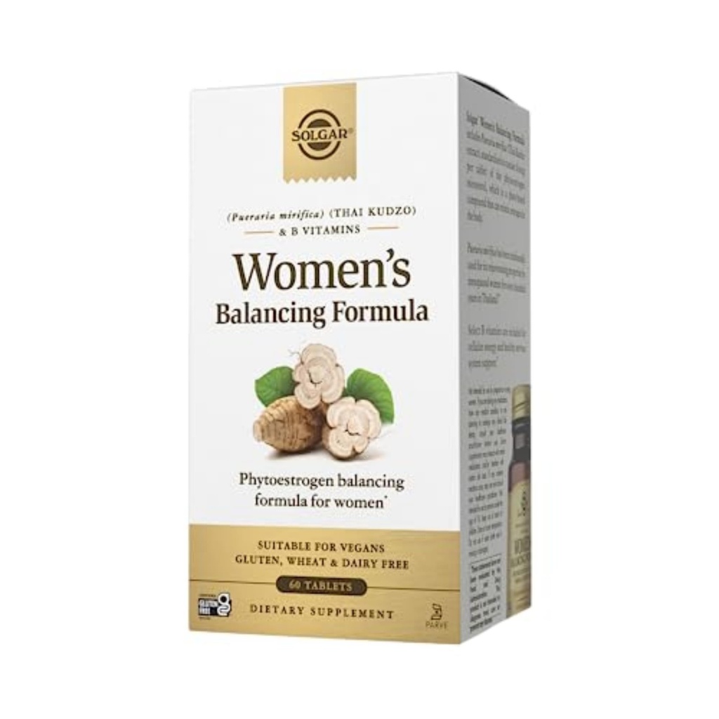 索尔加妇女平衡公式,60块平板 - Pueraria Mirifica - 物理平衡公式,能量代谢,神经系统健康 - Vegan,Gluten - Free,乳品自由,Kosher - 60种服务