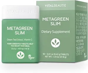 VITALBEAUTIE Metagreen Slim(绿色茶叶提取,EGCG) 含有Catechin, 维生素C用于健康生理,健康胆固醇水平,抗氧化剂,Vegan 补充剂,由AMOREPACICIC提供 - 30种