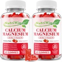 Calcium Magnesium Zinc Gummies with High Absorption Magnesium 300mg, Calcium Supplement with D3 for Bone, Muscles & Immune Support for Kids & Adults, Strawberry Flavor, 120 Count