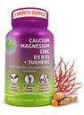 Plant-Based Calcium 500mg (Aquamin) – Vegan Calcium Magnesium Zinc D3 with Vitamin K2 & Organic Turmeric – Enhanced Bone and Muscle Health & Strength, Immune Support for Women & Men - 90 Count