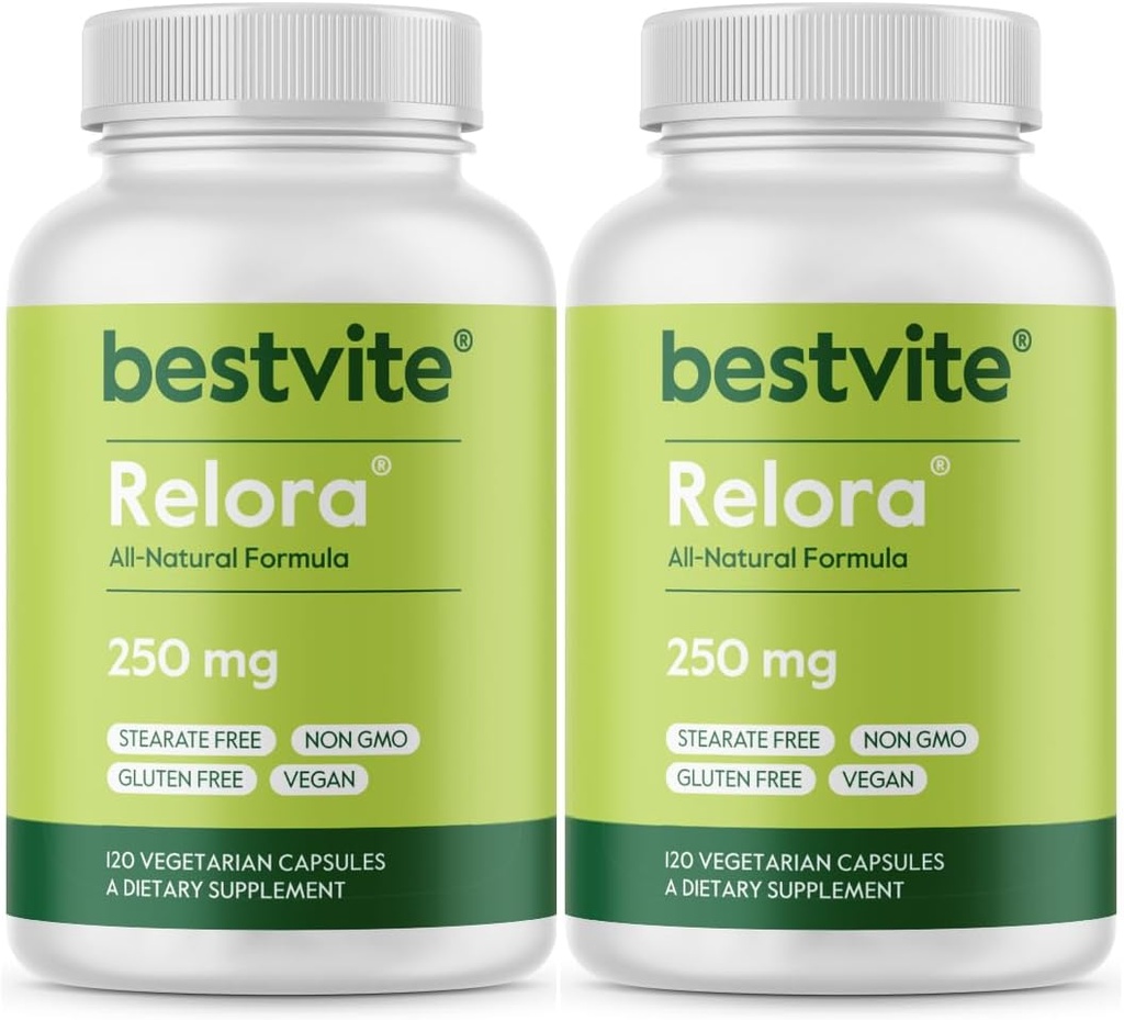 BestVITE Filler-Free Relora 250mg(240个蔬菜卡普尔(120 x2)) – 临床研究 – 不 Stearates – Vegan – 不填充器 – 支持不定期压力管理*