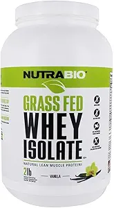 NutraBio Grass Fed Whey 隔热蛋白粉 - 25G 蛋白质 Per Scoop - 糖自由 天然利安肌肉蛋白补充剂 - 香草 - 2英镑,29枚