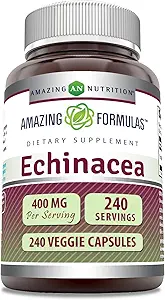 奇异配方 Echinacea Supplements – 400 Mg Per service – 120 Veggie Capsules – Non-GMO – Gluten Free – 制造于美国