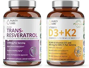 纯度实验室 维生素D3 K2 & 纯度跨Resveratrol 补编