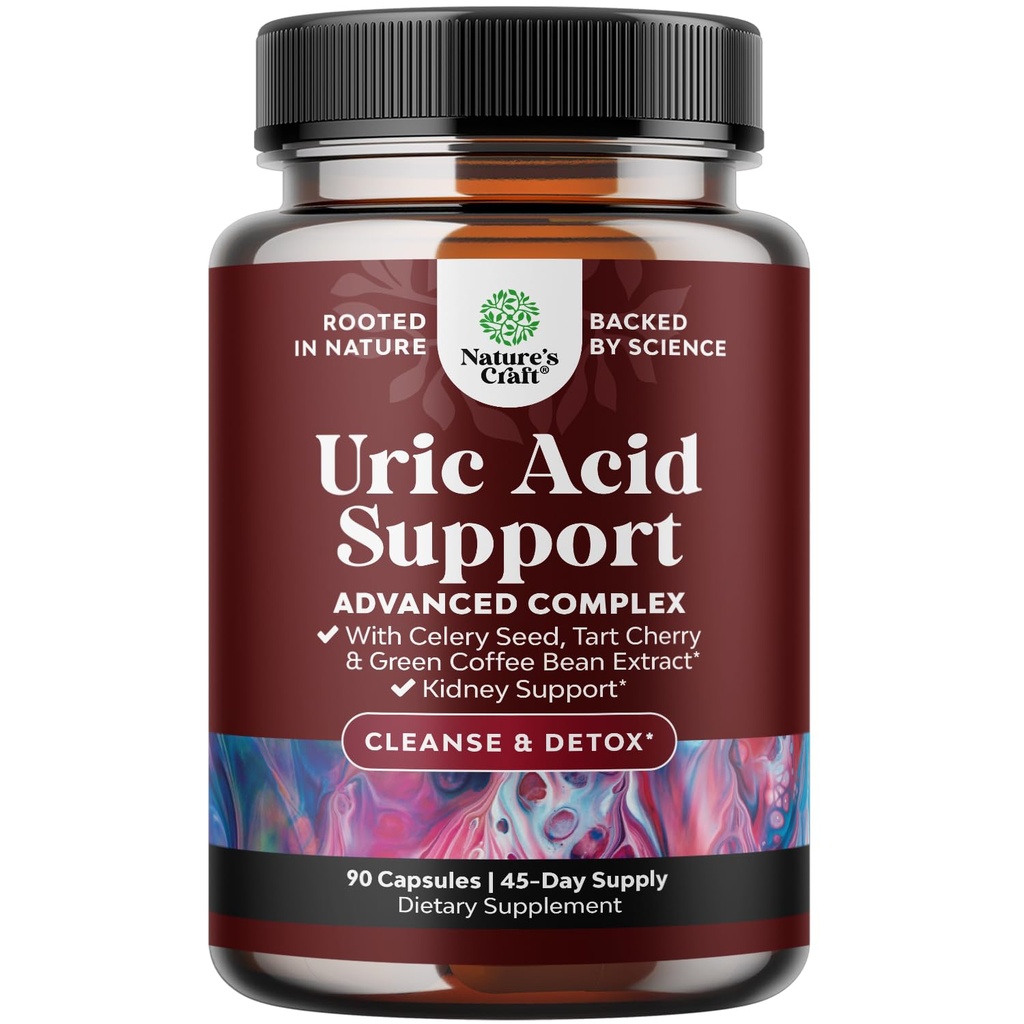 绿咖啡豆提取Uric Acid Cleanse & Detox — Green Coffee Beans with Turmeric, Tart Cherry & Celery Seed for 成人种子 — Daily Uric Acid Flush for Joints Support & Kedney Cleanser — 90 Ct