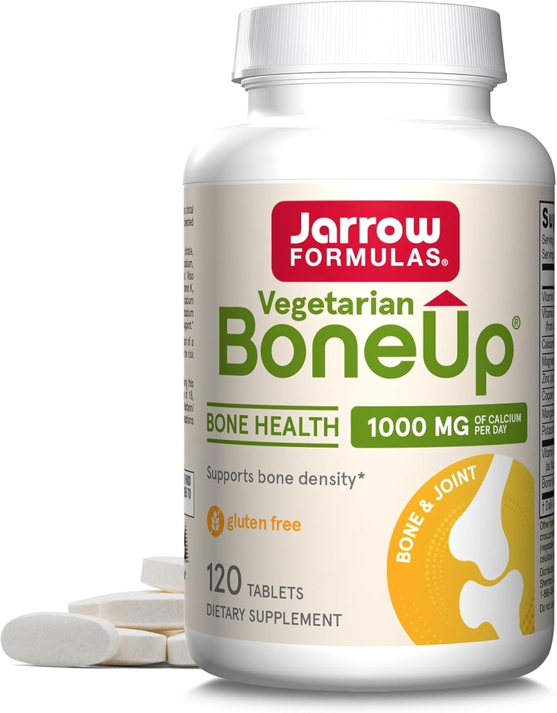 Jarrow Formats BoneUp Vegetarian - 120 片 - Bone Health Vegan的蔬菜/蔬菜补充品 - 维生素D3,维生素K2(作为MK-7)和钙的亲和来源 - 60 services
